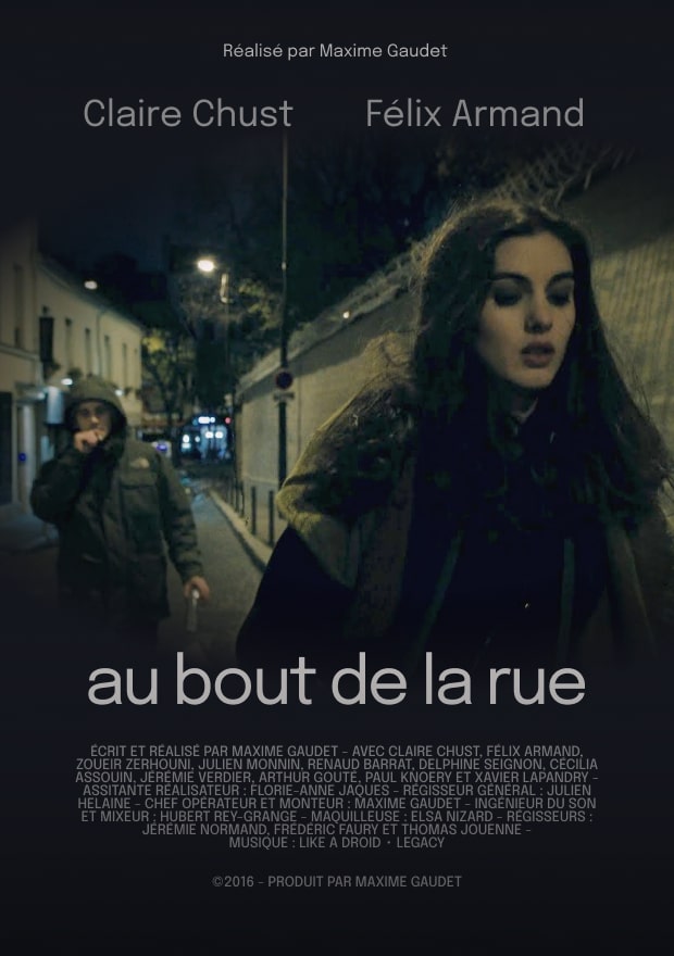 Poster of the short film from Maxime Gaudet, Au bout de la rue