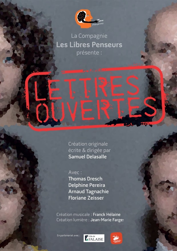 Poster from the play Lettres ouvertes from la compagnie Les libres penseurs